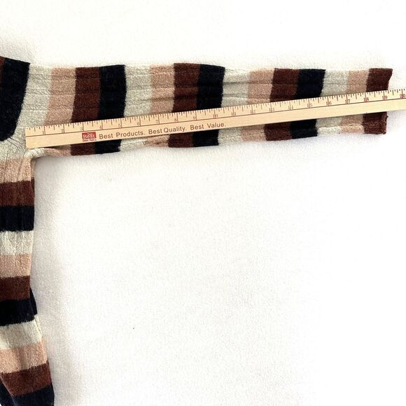 Madewell Sweater Merino Wool Alpaca Striped Small Evercrest Mock Neck Brown Y2K - Picture 8 of 10